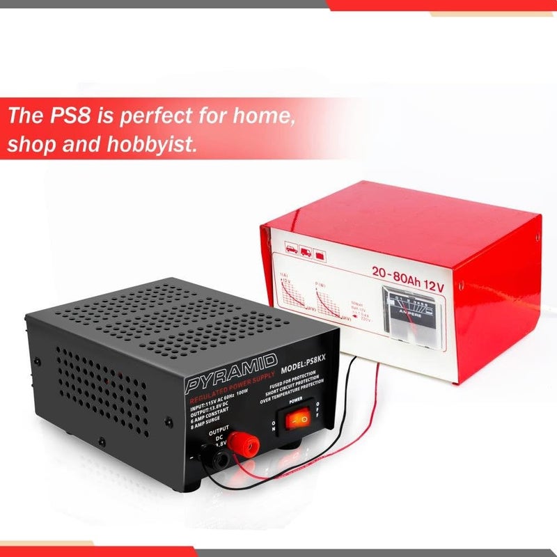 Pyramid Pyramid Universal Compact Bench Power Supply  6 Amp Linear Regulated Home Lab Benchtop ACtoDC 12V Converter w 138 Volt DC 115V AC 100 Watt Power Input Screw Type Terminals  Pyramid PS8KX  - Image 5