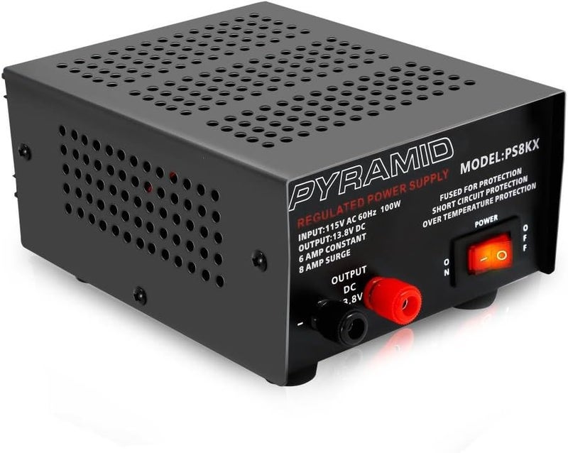 Pyramid Pyramid Universal Compact Bench Power Supply  6 Amp Linear Regulated Home Lab Benchtop ACtoDC 12V Converter w 138 Volt DC 115V AC 100 Watt Power Input Screw Type Terminals  Pyramid PS8KX  - Image 1