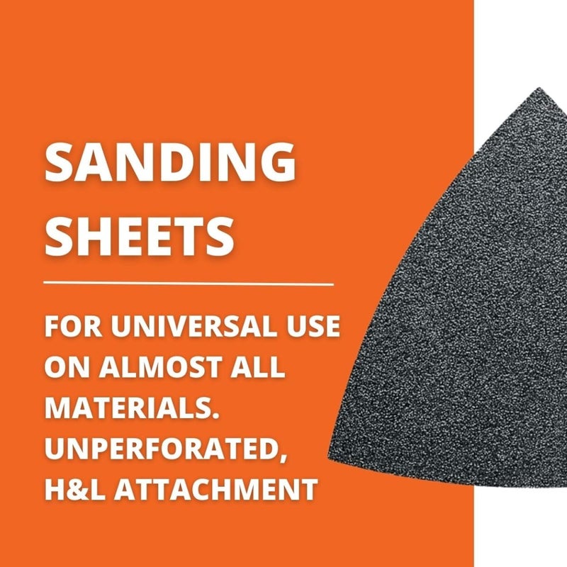 Fein Sanding Sheets with Hook & Loop Attachment - Aluminum Oxide, Full Resin Bond, Multi-Material Use, Unperforated, 80 Grit, 3-1/8" Edge Length, 5-Pack - 63717083043 - Image 3