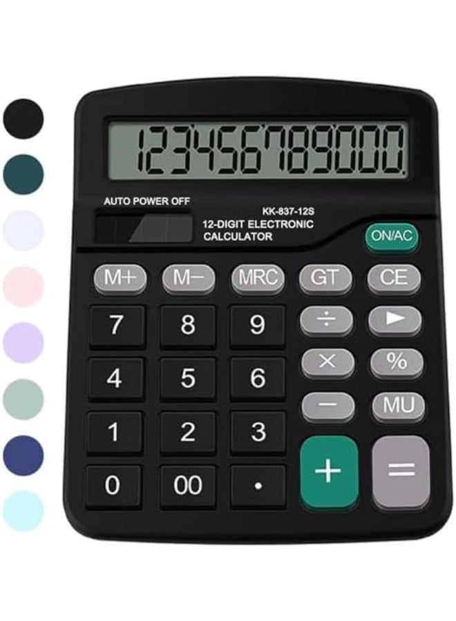Office Desk Calculator, Cute Calculator for Kids, Basic Calculators Desktop, Dual Power Simple Financial Calculator with Big Button Large Display for Office Home and School (Black) - Image 1