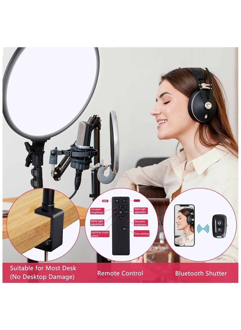 Led Ring Light Led Video Light 5000 Lumens Studio Light With Desk Clamp For Tiktok Vlog Video Shooting Desk Lamp For Video Conferencing Streaming Light With Led Display And Remote Control