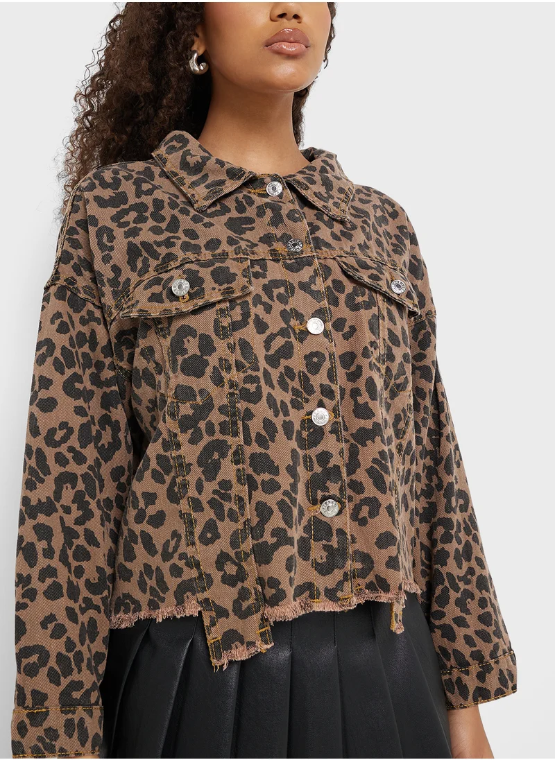 Ginger Leopard Print Oversize Jacket