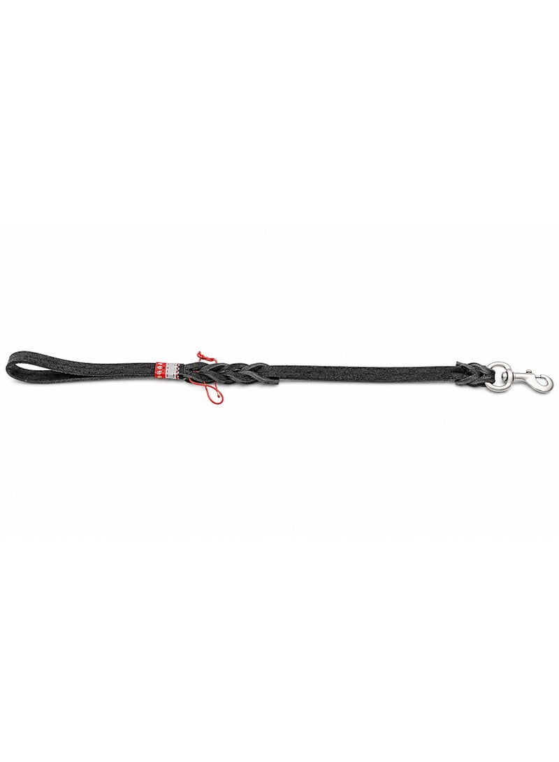 Small show Braided Leather Dog Lead, Black, with Metal Snap Hook, Stylish Pet Walking Leash