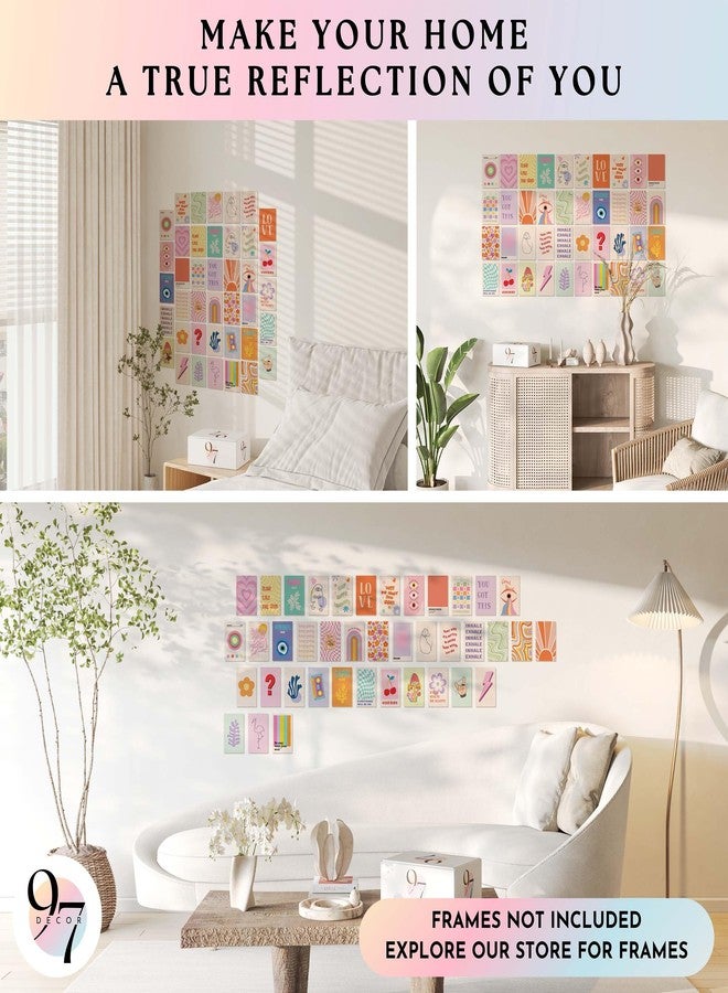 97 Decor 97 ديكور غرفة باستيل دانماركي - 40 قطعة من الملصقات اللطيفة لصور جمالية للغرفة، مجموعة كولاج حائط مميزة، ديكور حائط ملون لكلية الفنون، ديكور باستيل لغرفة نوم الفتيات المراهقات (4x6) - Image 4