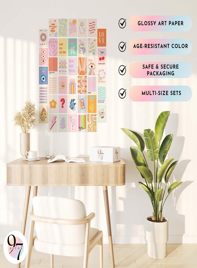 97 Decor 97 ديكور غرفة باستيل دانماركي - 40 قطعة من الملصقات اللطيفة لصور جمالية للغرفة، مجموعة كولاج حائط مميزة، ديكور حائط ملون لكلية الفنون، ديكور باستيل لغرفة نوم الفتيات المراهقات (4x6) - Image 5
