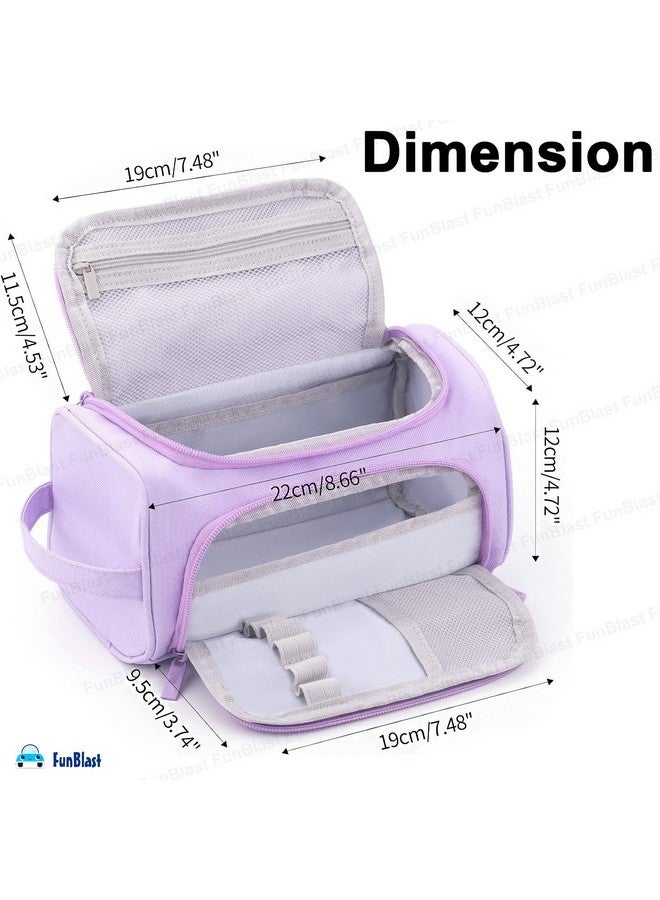 فنبلاست حافظة أقلام فن بلاست كبيرة السعة، حافظة أقلام محمولة متعددة الأغراض بسحاب، حقيبة أنيقة للفتيات، حافظة أقلام كاواي، حقائب لطيفة للفتيات، مجموعة منظم أدوات مكتبية (أرجواني) - Image 2