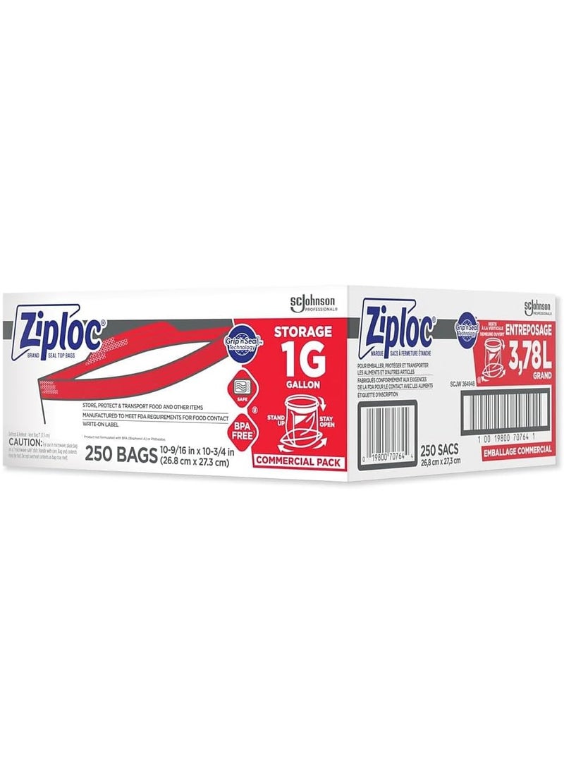 Ziploc SC Johnson Professional Ziploc Storage Bags with New Grip n Seal Technology For Food Organization and Storage Double Zipper Gallon 250 Count  - Image 3
