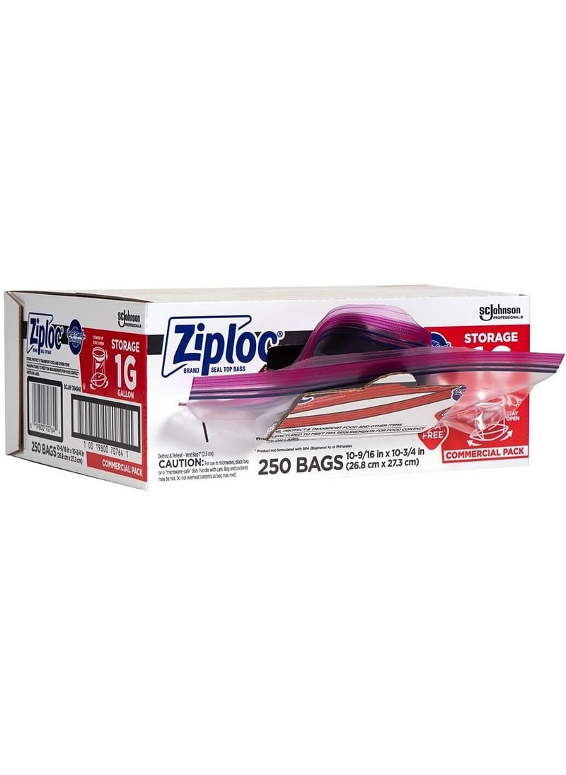 Ziploc SC Johnson Professional Ziploc Storage Bags with New Grip n Seal Technology For Food Organization and Storage Double Zipper Gallon 250 Count  - Image 2