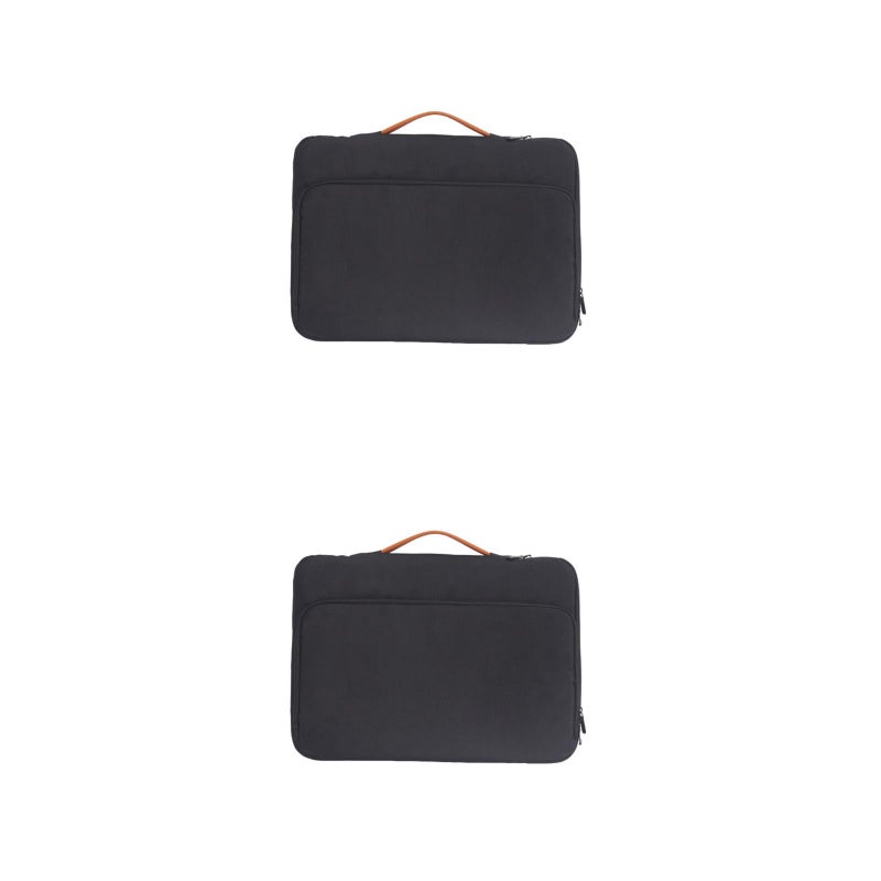 2 pcs Handheld Briefcase Business Notebook Bag Tote Laptop Bag (Black) - Image 1