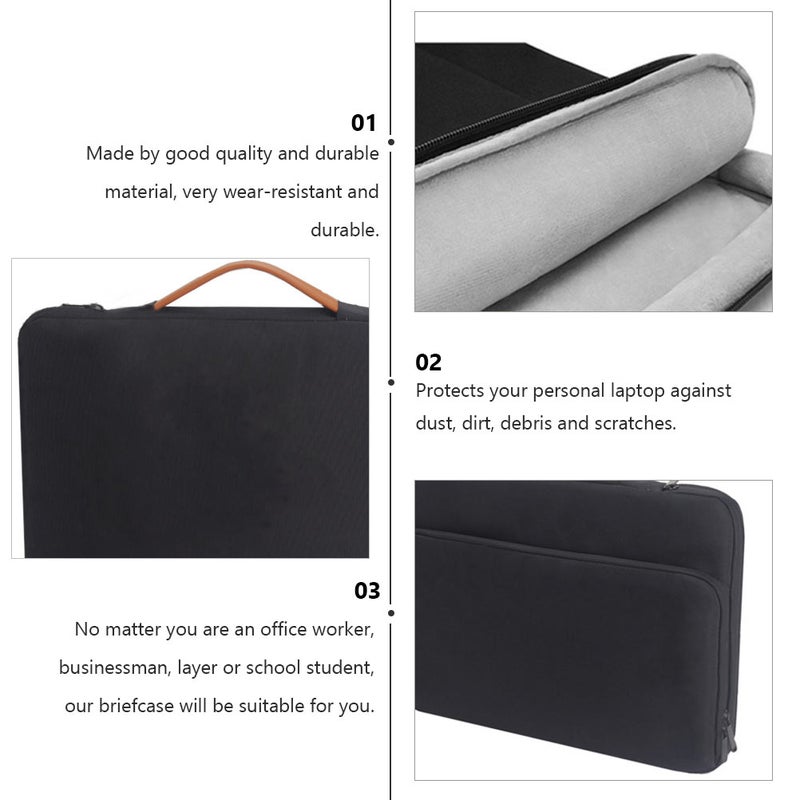 2 pcs Handheld Briefcase Business Notebook Bag Tote Laptop Bag (Black) - Image 5