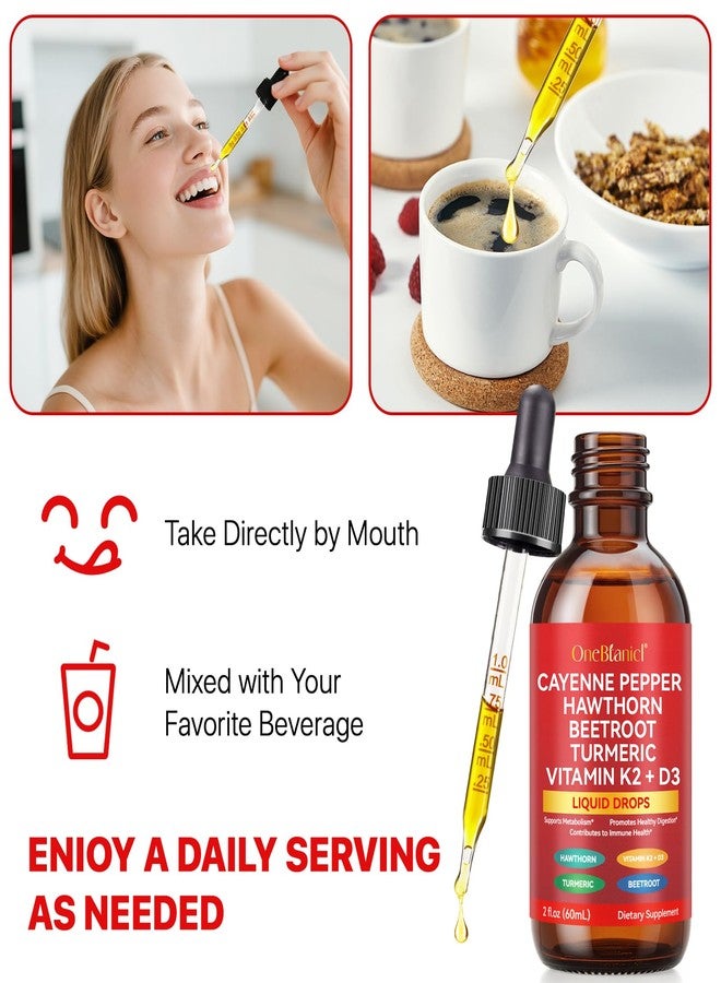Arkture Cayenne Pepper Drops, Cayenne Pepper Hawthorn Beet Root Turmeric Vitamin K2 & D3 Liquid Supplements, 2PCS - Image 4