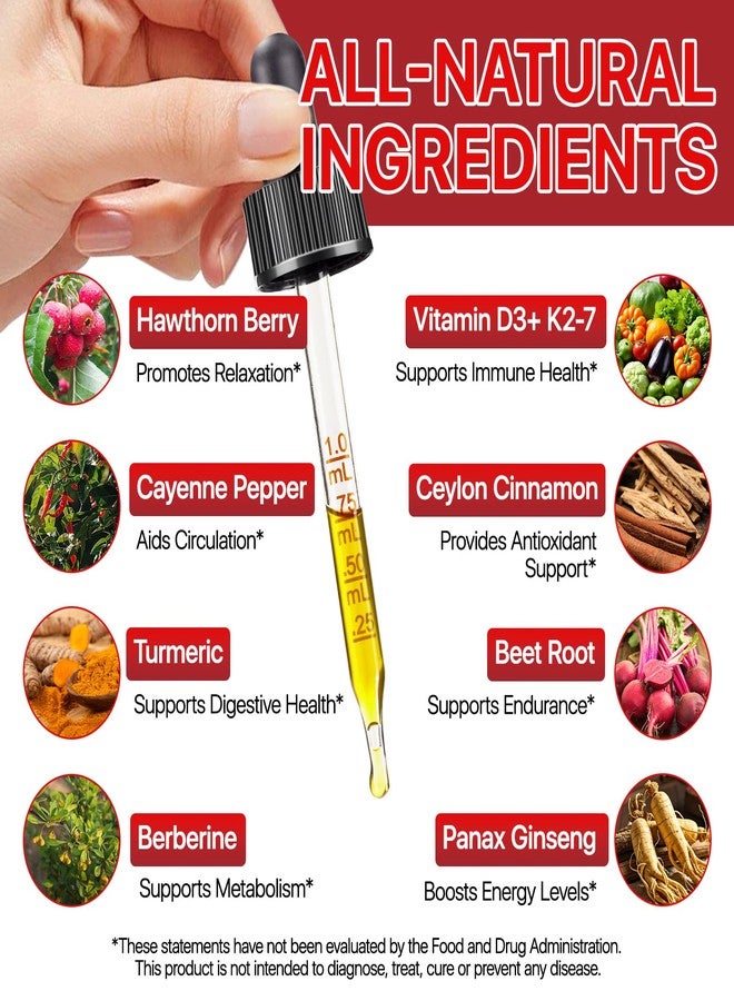 Arkture Cayenne Pepper Drops, Cayenne Pepper Hawthorn Beet Root Turmeric Vitamin K2 & D3 Liquid Supplements, 2PCS - Image 2