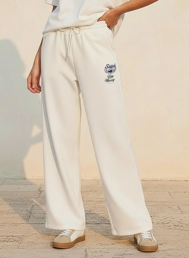 SP Characters Stitch Mid Rise Cotton Track Pants Drawstring Closure