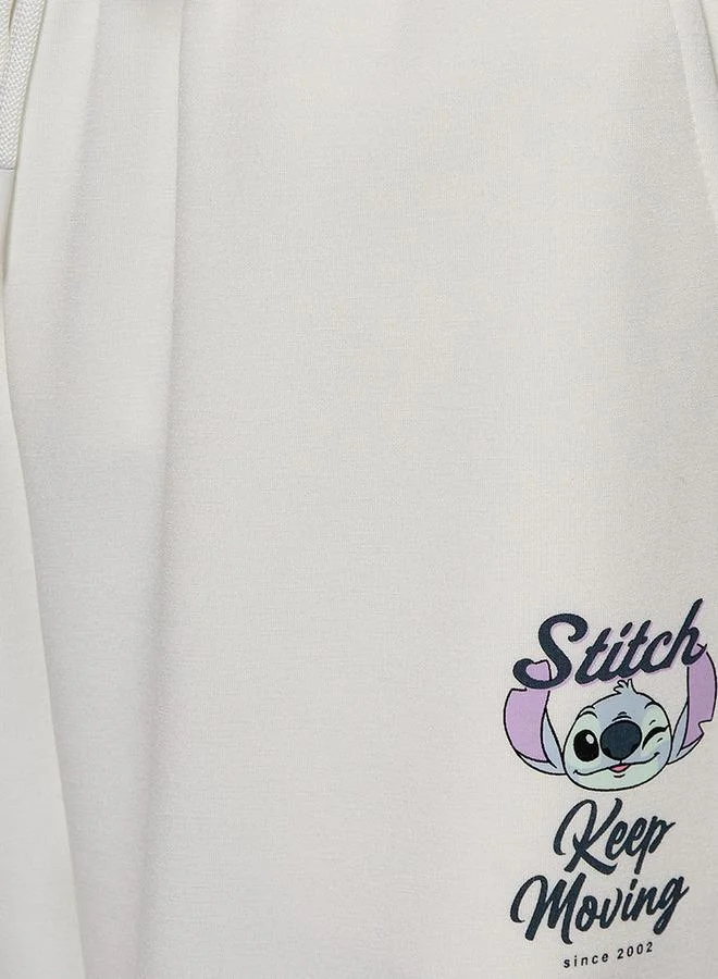 SP Characters Stitch Mid Rise Cotton Track Pants Drawstring Closure