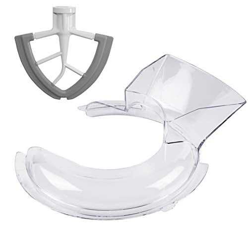 Pouring Shield for KitchenAid 45 and 5 Quart TiltHead Stand Mixers Stainless Steel Bowls ONLY Secure Fit Splatter Guard and Flex Edge Beater for KitchenAid 455Qt TiltHead Stand Mixers