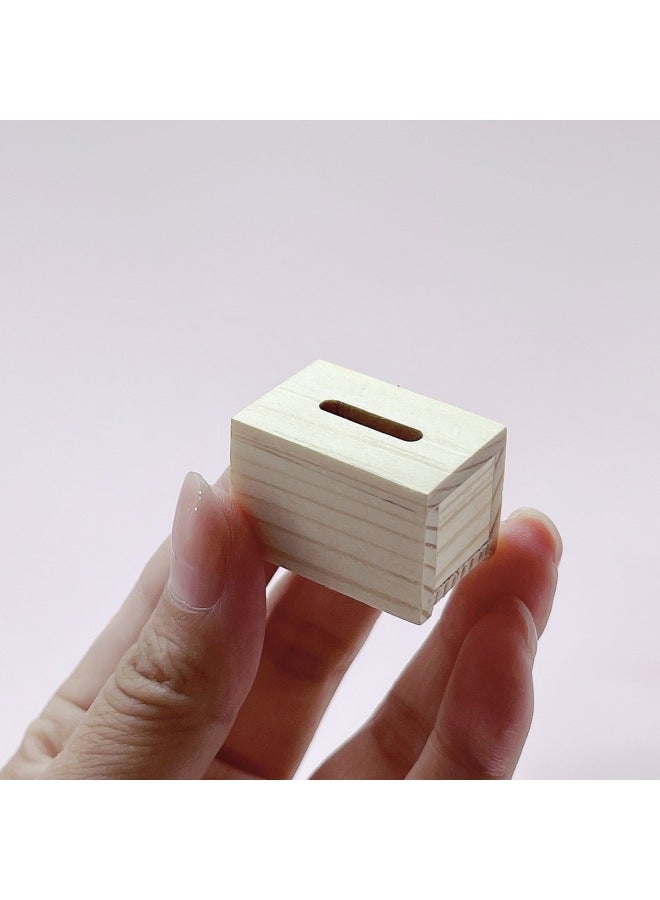 Curved Food Play House Doll House Accessories Mini 6/12 Points Wooden Tissue Paper Box Can Be Opened Without Paper-Color:Small Wood-colored Paper Box  - Image 1