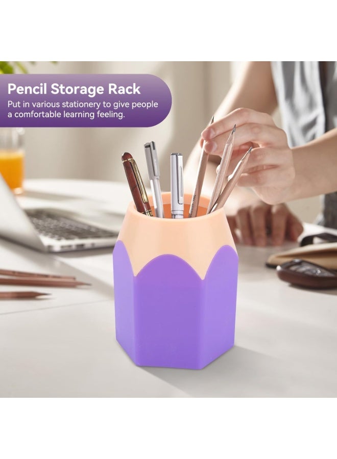 PTTIMFFM 4-Pack Pencil-Shaped Pen Holders,  Cute & Durable Desktop Organizers for Home, School & Office - Image 4