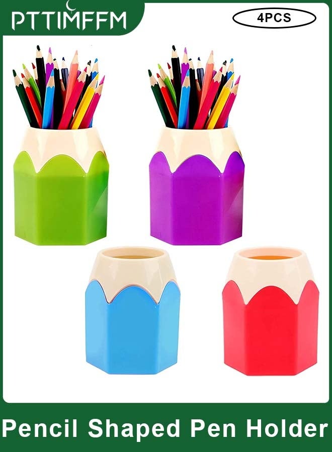 PTTIMFFM 4-Pack Pencil-Shaped Pen Holders,  Cute & Durable Desktop Organizers for Home, School & Office - Image 1