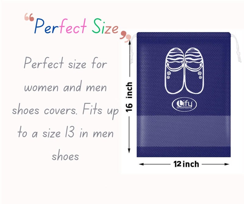 Lify Portable Travel Shoe Bags Shoe Organizer Space Saving Storage Bags- Medical Blue (3pcs), Navy Blue (3 pcs) & Light Grey (2 Pcs) 16 X 12'' Inches- 8 Piece Pack - Image 2