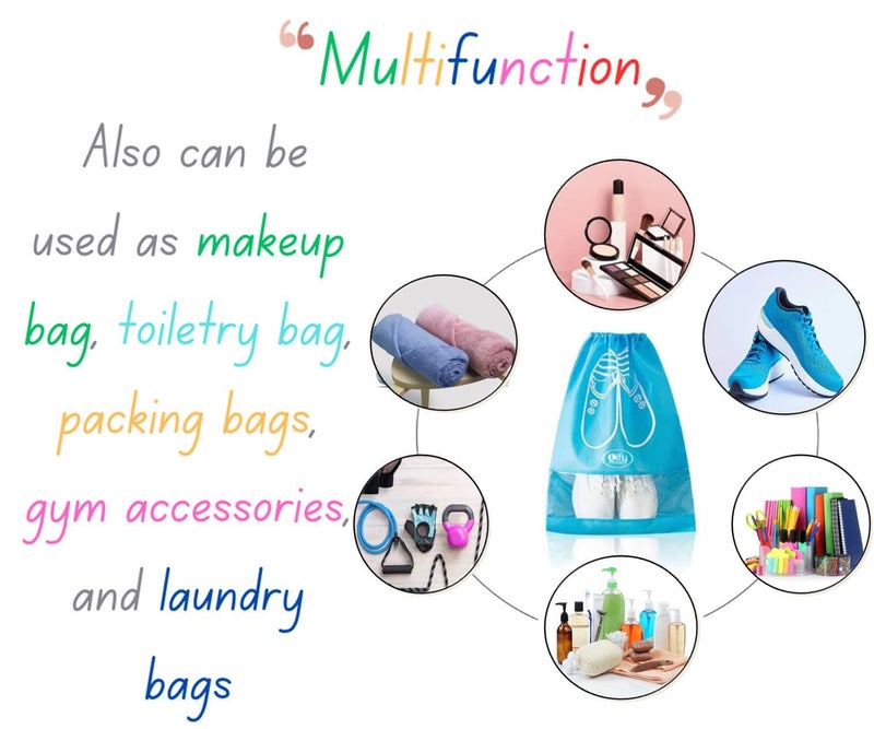 Lify Portable Travel Shoe Bags Shoe Organizer Space Saving Storage Bags- Medical Blue (3pcs), Navy Blue (3 pcs) & Light Grey (2 Pcs) 16 X 12'' Inches- 8 Piece Pack - Image 3
