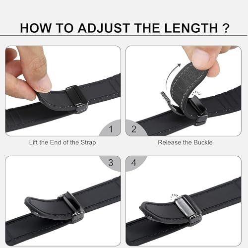 ACM Watch Strap Leather Magnetic Silicone 20mm compatible with Garmin Vivomove Smartwatch Belt Luxury Band Black - Image 5