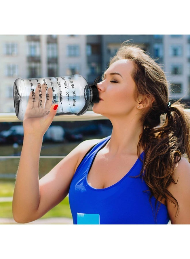 الكوتش زجاجة ماء تحفيزية من الكوتش سعة 2.2 لتر مع مؤشر زمني، جالون كبير خالٍ من مادة BPA مع مقبض، قارورة قابلة لإعادة الاستخدام مانعة للتسرب، مؤشر زمني لشرب المزيد من الماء 64 أونصة - Image 3