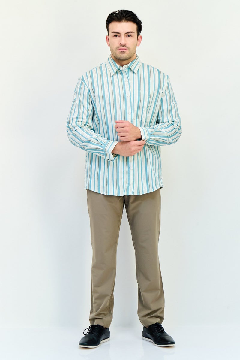 SELECTED Men Regular Fit Long Sleeves Stripe Drop Shoulder Casual Shirt, Multicolor - Image 4