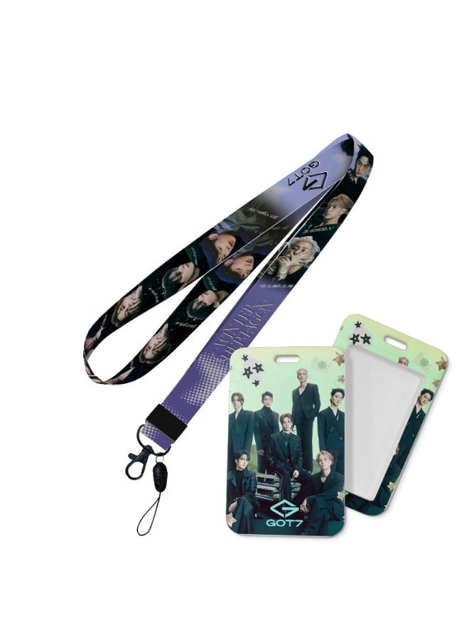 NIBEMINENT 1 - Piece GOT7 Kpop Photo Card Holder Pendant Key Chain ID Badge Holder ID Card Holder Photo Card Protector for School ID Office ID Access Card for Women Girls