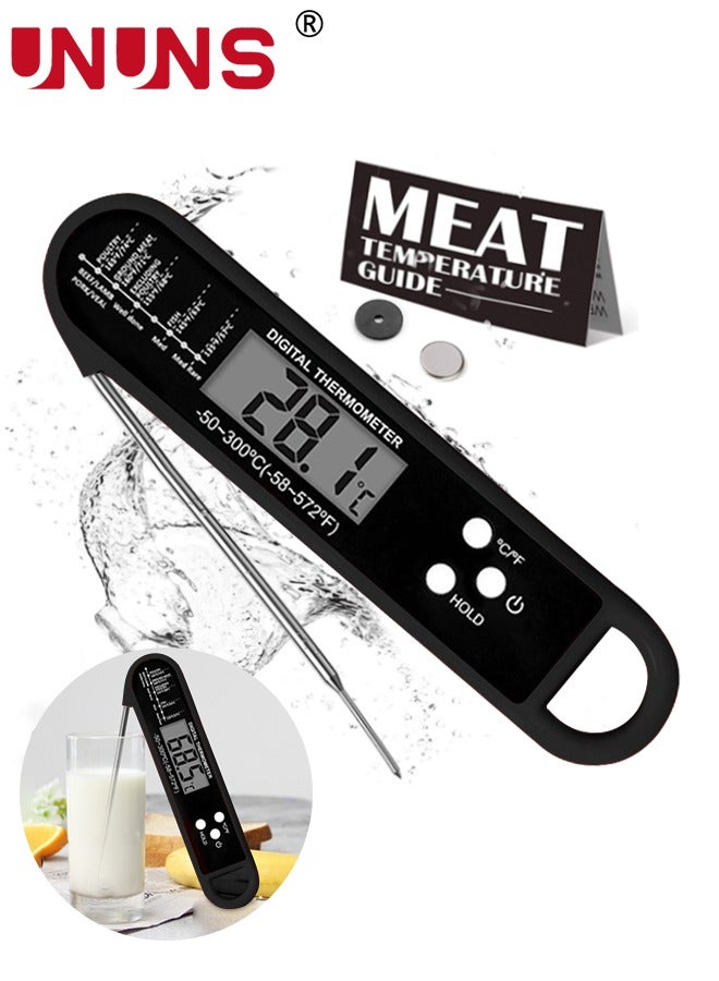 UNUNS Digital Food Thermometer With Probe,Food Thermometer For Cooking Grilling,Waterproof Grill Thermometer With Magnetic Back Calibration For Baking,Liquids,Candy Air - Image 1