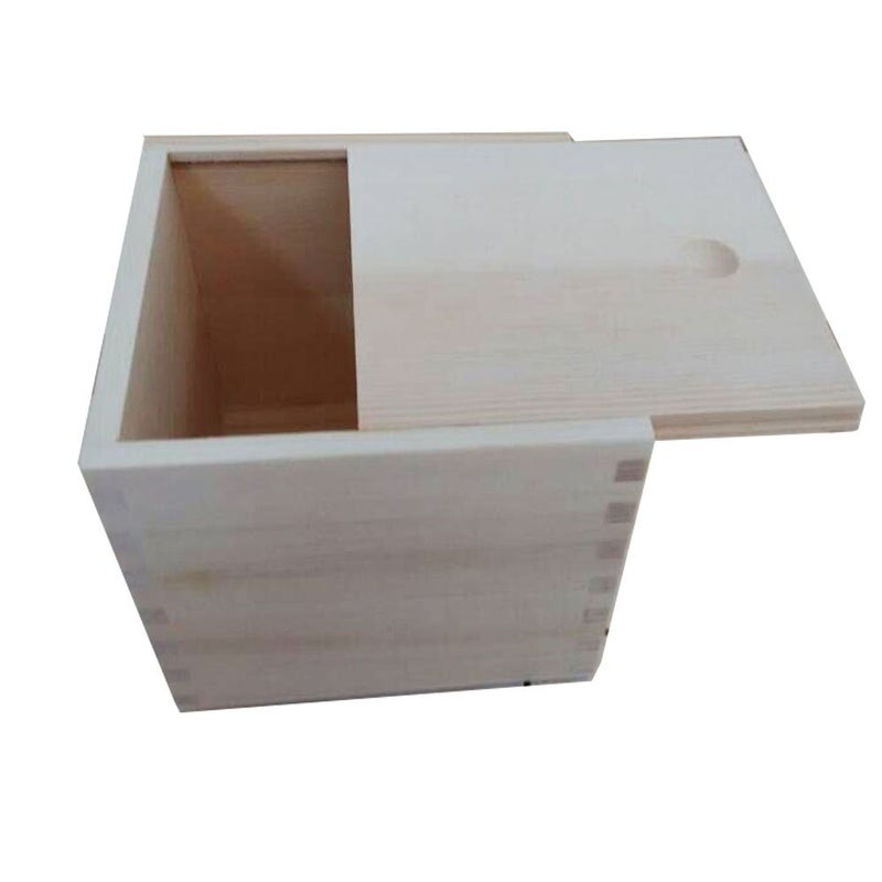 StarMall StarMall Wooden Unfinished Storage Box with Slide TopSquare Big5 x 5 x 45 