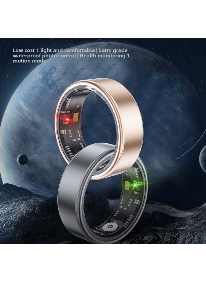 Generic Smart R06 Blood Oxygen Heart Rate Ring Real-time Monitoring Health Various Sports Remote Control Photography Smart Ring-Color:Space Gray#8 [inner Diameter 18.2mm] + Charging Compartment  - Image 5