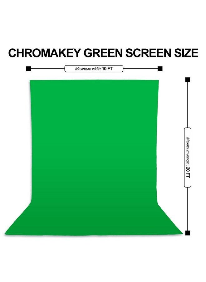EMART - 10 X 20 Ft Photography Green Screen Backdrop Extra Large Chromakey Greenscreen With 4 Clamps Muslin Cloth Background For Zoom Streaming Gaming Studio Photo Video Photoshoot - Image 1