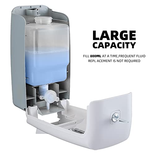 PLUSSEN Soap Dispenser Wall Mount Adhesive Commercial Soap Dispenser 800ml No Drill Hand Sanitizer Dispenser for Bathroom Support Liquid and Gel,White-PN9088 - Image 3