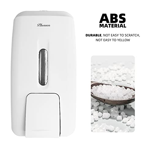PLUSSEN Soap Dispenser Wall Mount Adhesive Commercial Soap Dispenser 800ml No Drill Hand Sanitizer Dispenser for Bathroom Support Liquid and Gel,White-PN9088 - Image 5