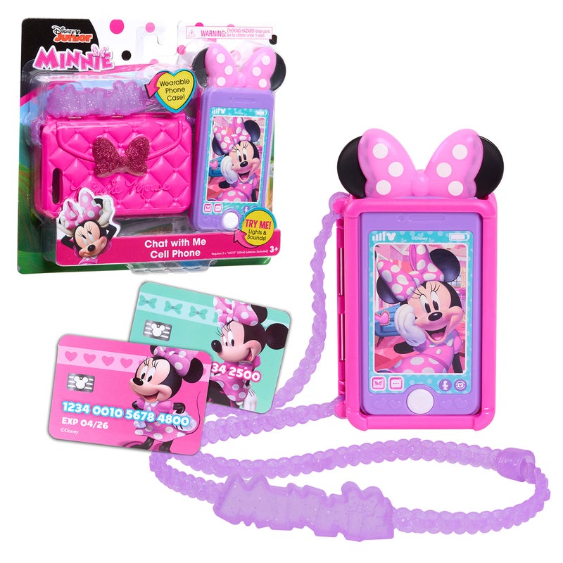 Minnie Disney Junior Minnie Mouse Chat with Me Pretend Play Cell Phone Set, Lights and Sounds, Kids Toys for Ages 3 Up by Just Play - Image 1