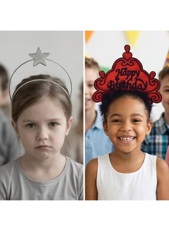 Happy Birthday Tiara Headband for Kids Birthday Party - Red - Image 3