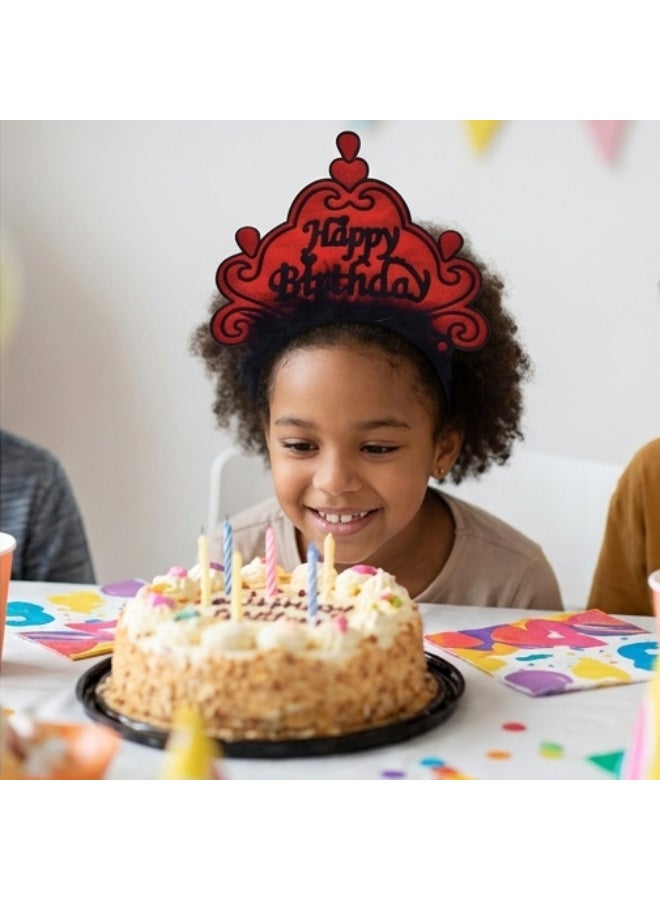 Happy Birthday Tiara Headband for Kids Birthday Party - Red - Image 2