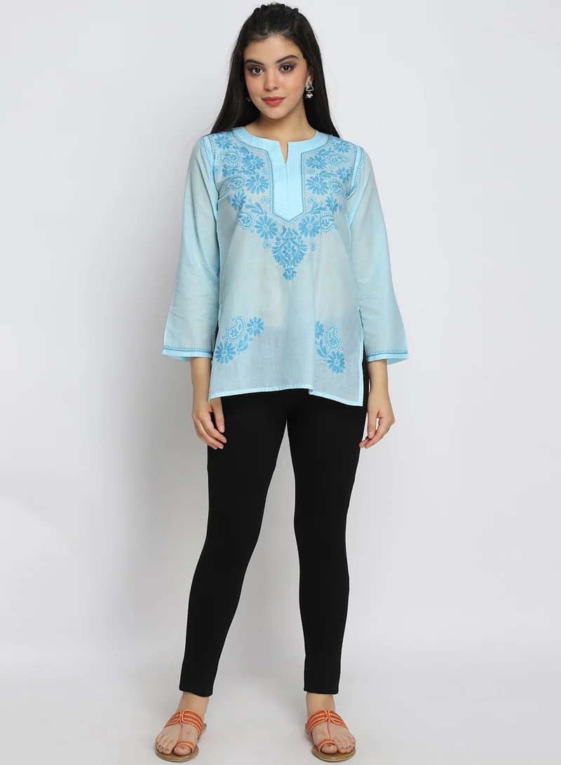 Alaya Hand Embroidered Chikankari Cotton Kurti-AL3405