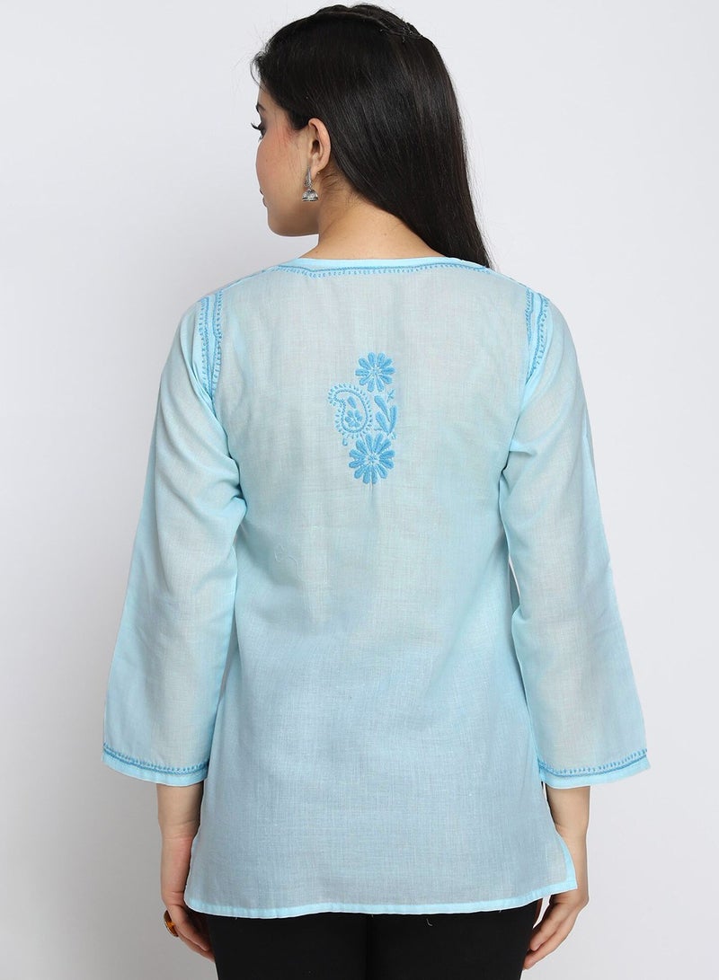 Alaya Hand Embroidered Chikankari Cotton Kurti-AL3405 - Image 2