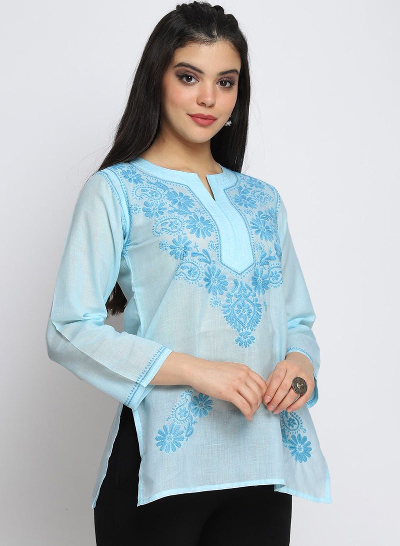 Alaya Hand Embroidered Chikankari Cotton Kurti-AL3405 - Image 4