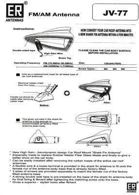 Autoxygen Car Black Shark Fin Signal Receiver Antenna For Ve na - Image 3