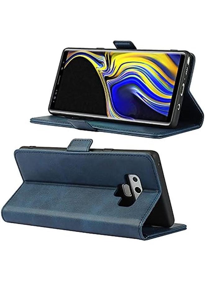 erorex - Samsung Note 9 Case Leather Wallet Case With Card Holder Built In Magnet Shockproof Protective Flip Cover For Samsung Galaxy Note 9 Blue - Image 1