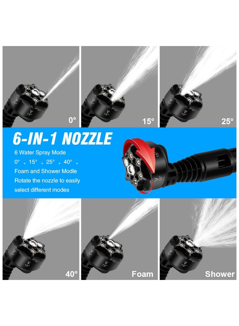ASIV Brushless Electric Pressure Washer 6 In 1 Wash Garden Water Gun, 2 Speed Portable Washer with 2 15000 MAH Batteries for Car/Floor/Fence Cleaning  - Image 4