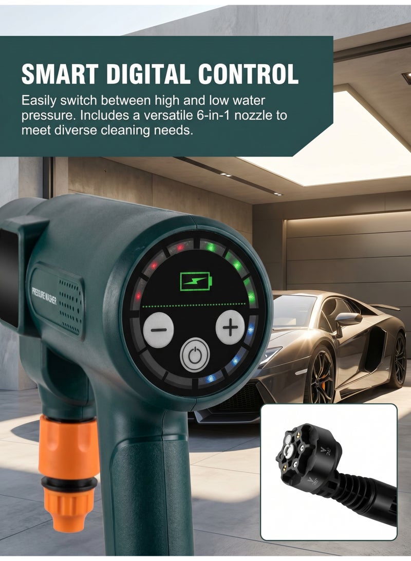 lanthour Brushless Electric Pressure Washer 6 In 1 Wash Garden Water Gun, 2 Speed Portable Washer with 2 15000 MAH Batteries for Car/Floor/Fence Cleaning - Image 2
