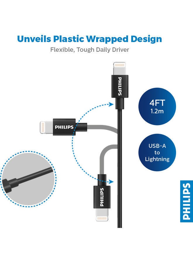 نيبمينينت كابل محول من USB-A إلى منفذ Lightning بطول 1.2 متر أسود - Image 2