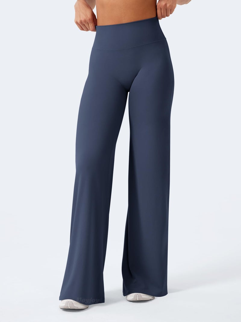 VOYJOY Straight Leggings Bottoms Wide Leg Pants for Women 29"/ 31.5"/33"/35" High Waist Stretch Casual Sweatpants Navy Blue - Image 5