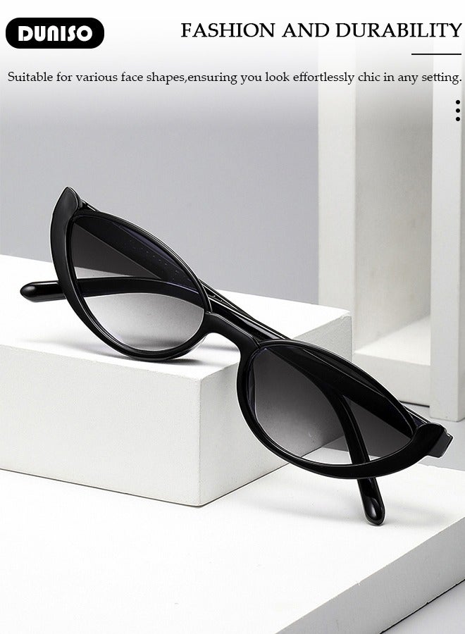 DUNISO Retro Ellipse Sunglasses Women and Men，Vintage Black Small frame Sun Glasses Protection Glasse, Fashion Sunshade Eyewears Lightweight Frame, Clear Lenses - Image 3