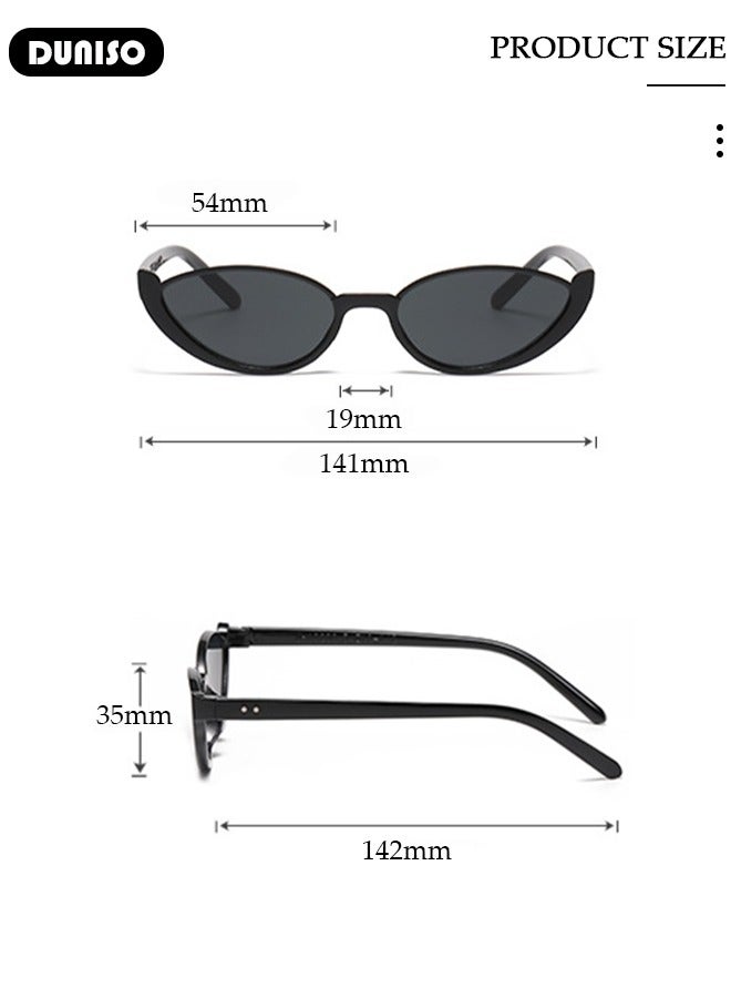 DUNISO Retro Ellipse Sunglasses Women and Men，Vintage Black Small frame Sun Glasses Protection Glasse, Fashion Sunshade Eyewears Lightweight Frame, Clear Lenses - Image 4