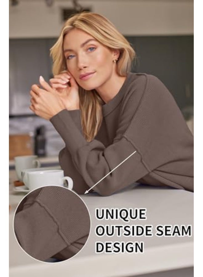 NIBEMINENT Women's Oversized Batwing Sweaters 2025 Fall Outfits Trendy Crewneck Knit Side Slit Fashion Pullover Tops - Image 4