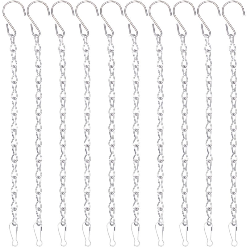 YINGFENG 10 Pack 9.5 Inch Silver Hanging Chains for Hanging Bird Feeders, Bird Houses, Planters, Baskets, Birdbaths, Lanterns, Wind Chimes, Billboards, Signs and Ornaments - Image 1